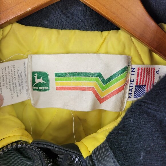Vintage 70s John Deere Snowmobile Jacket Coat Mens Small Medium Stripe Black 80s - Picture 6 of 6